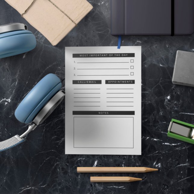 Notas Post-it® Planificador diario de limpieza blanca negra (Subido por el creador)