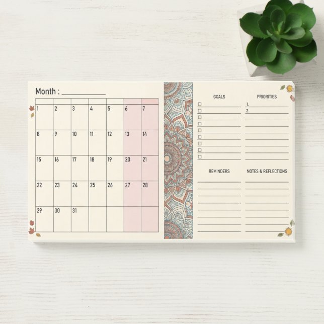 Notas Post-it® Planificador mensual Boho Mandala (Oficina)