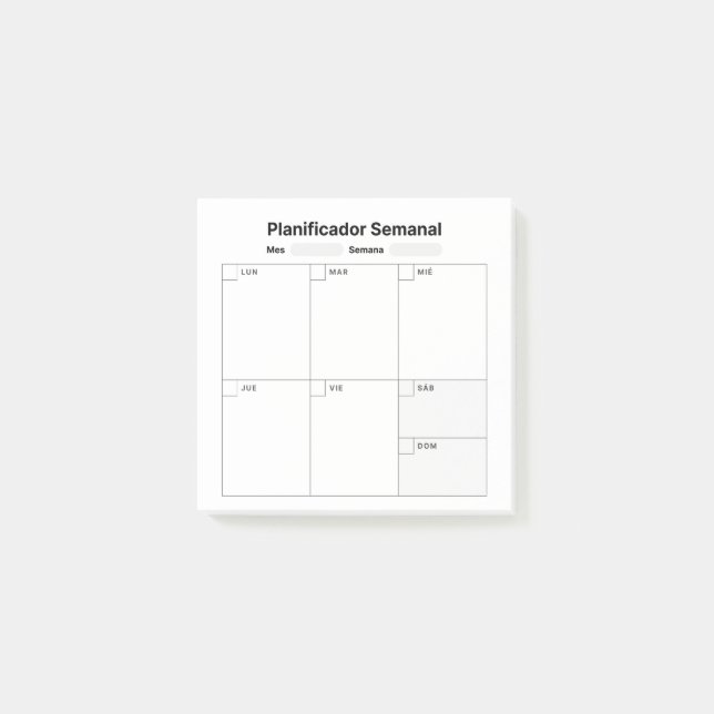 Notas Post-it® Planificador Semanal de Estudio (en español) (Anverso)