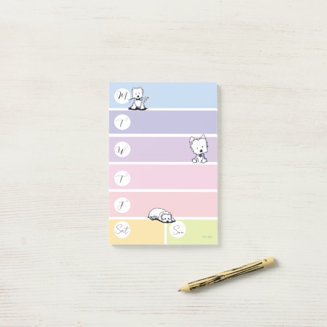 Notas Post-it® Planificador Semanal Westie  (Escritorio)