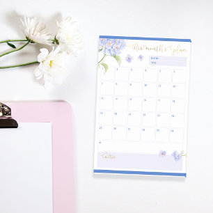 Notas Post-it® Planner mensual Blue Hydrangea Flower