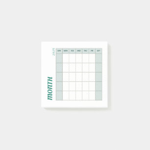 Notas Post-it® Planner mensual mínimo verde y marrón 2025