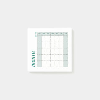 Notas Post-it® Planner mensual mínimo verde y marrón 2025