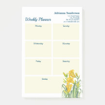Planner semanal acuarela Yellow Day Lilies Design