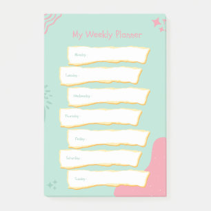Notas Post-it® Planner semanal de colores pasteles modernos