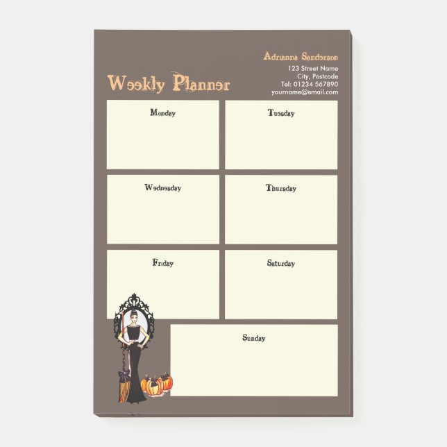 Notas Post-it® Planner semanal Halloween Classic Witch Black Vres (Anverso)