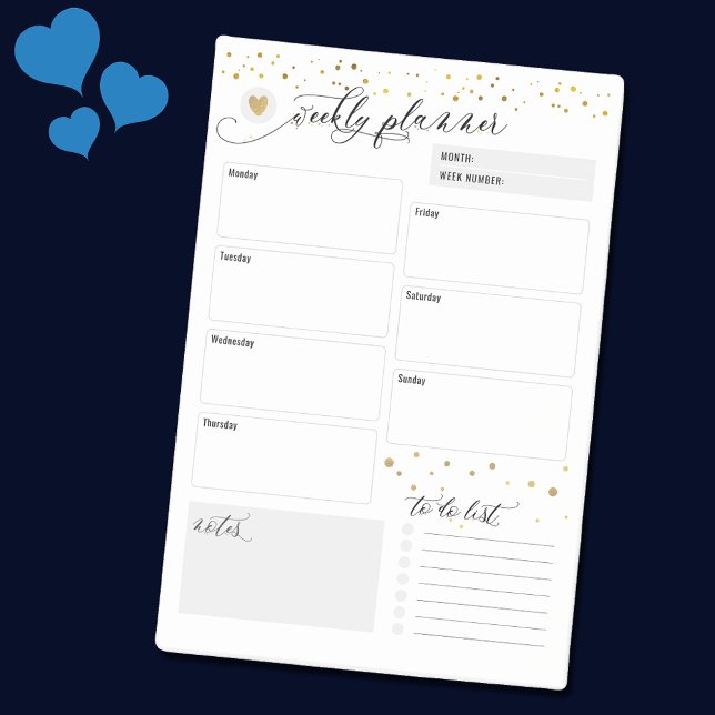 Notas Post-it® Planner semanal Heart Scatter Gold (Subido por el creador)