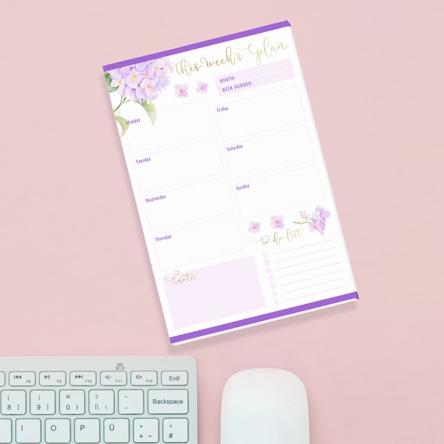 Notas Post-it® Planner semanal Purple Hydrangea Flower (Subido por el creador)