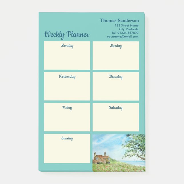 Notas Post-it® Planner semanal verano Poppy Costa de Campo acuare (Anverso)