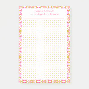 Notas Post-it® Plano de diseño de jardín de puntos verdes rosados