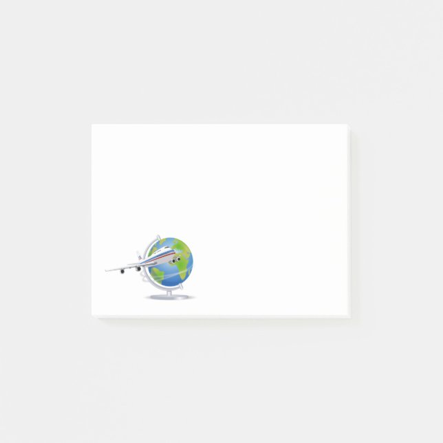 Notas Post-it® Plano Mundial de Viajes y Globo (Anverso)
