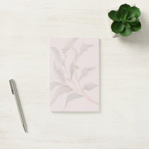 Notas Post-it® Planta de acuarela simple de fondo rosado