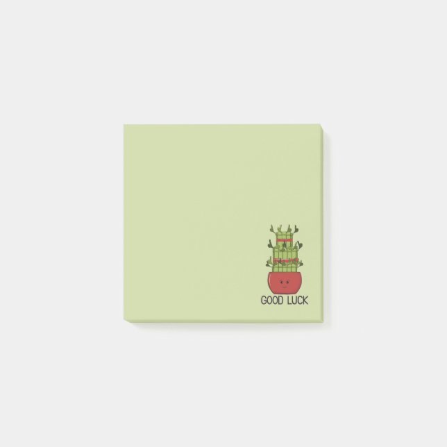 Notas Post-it® Planta de Bambú de la Suerte con Saludo (Anverso)
