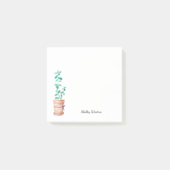 Notas Post-it® Planta de cerámica con nombre (Anverso)