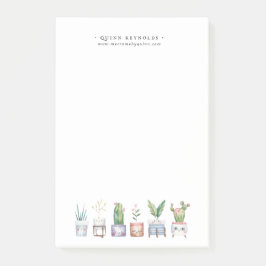 Notas Post-it® Planta en maceta de acuarela boho | Papelería con 