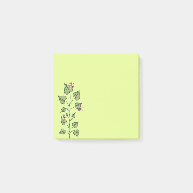 Notas Post-it® Planta primaveral Cute Verde Amante de la naturale (Anverso)