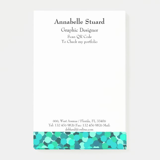 Notas Post-it® Plantilla azul verdoso (Anverso)