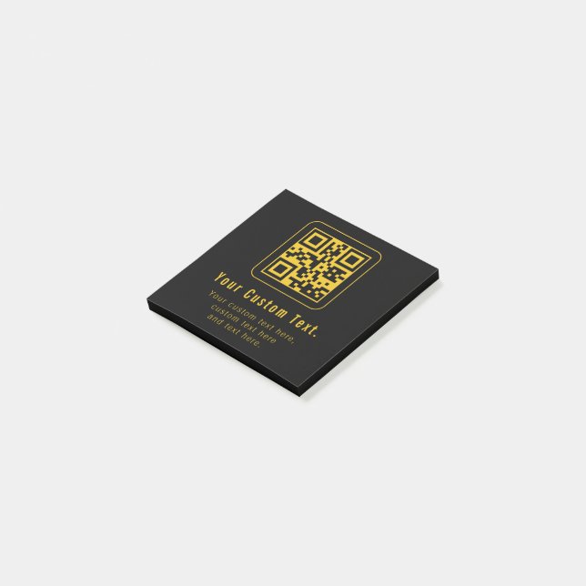 Notas Post-it® Plantilla de código QR y texto editable | Negro y  (En perspectiva)