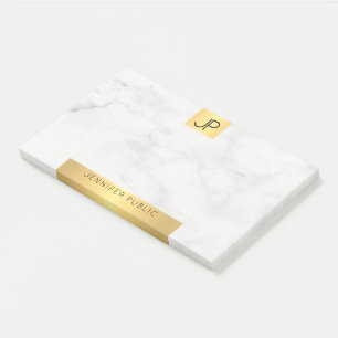 Notas Post-it® Plantilla De Iniciales Modernas De Oro Y Mármol El