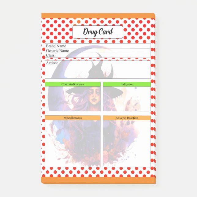 Notas Post-it® Plantilla de medicamentos para estudiantes de enfe (Anverso)