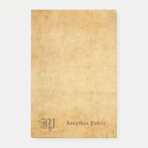 Notas Post-it® Plantilla de monograma elegante manuscrito nostálg
