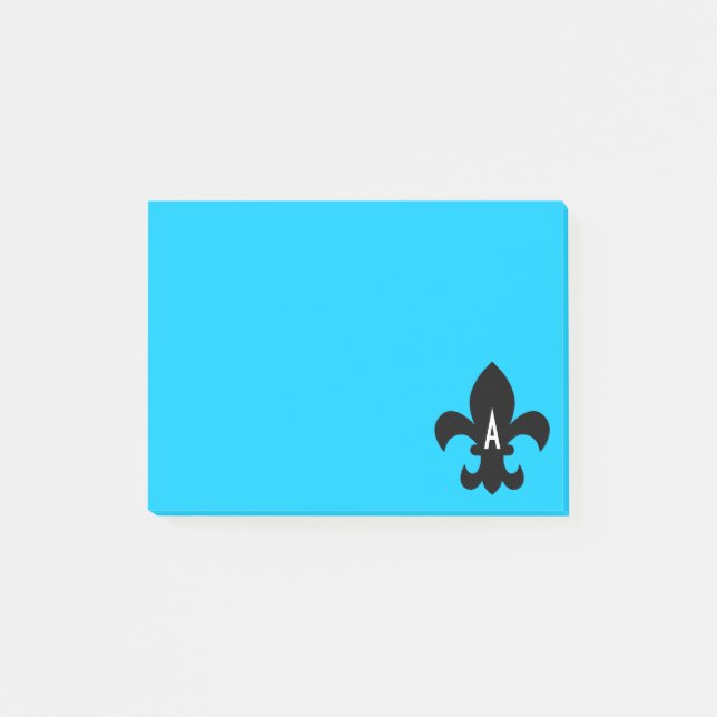 Notas Post-it® Plantilla de Monograma Fleur de Lis (Anverso)