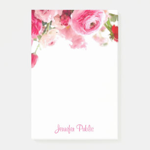 Notas Post-it® Plantilla de nombre de script de mano de Rosas de 