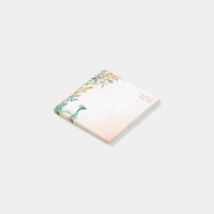 Notas Post-it® Plantilla de pavo real de color crema pastel flora