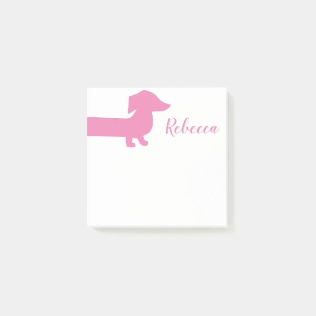 Notas Post-it® Plantilla de Personalizado de Dachshund Rosa (Anverso)