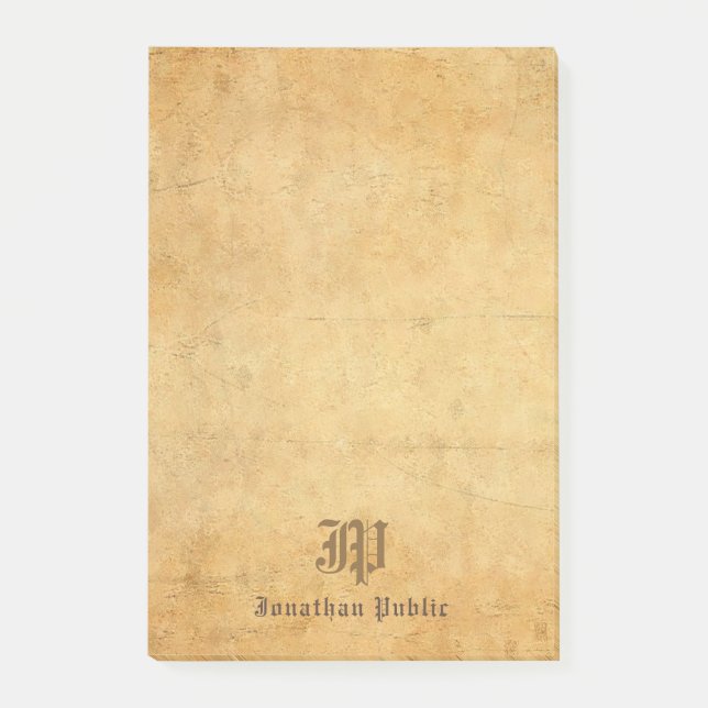 Notas Post-it® Plantilla nostálgica caligrafía elegante monograma (Anverso)