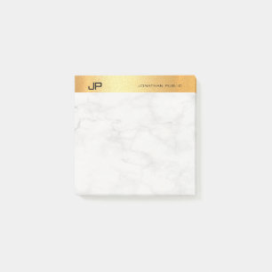 Notas Post-it® Plantilla sencilla de mármol dorado monograma con