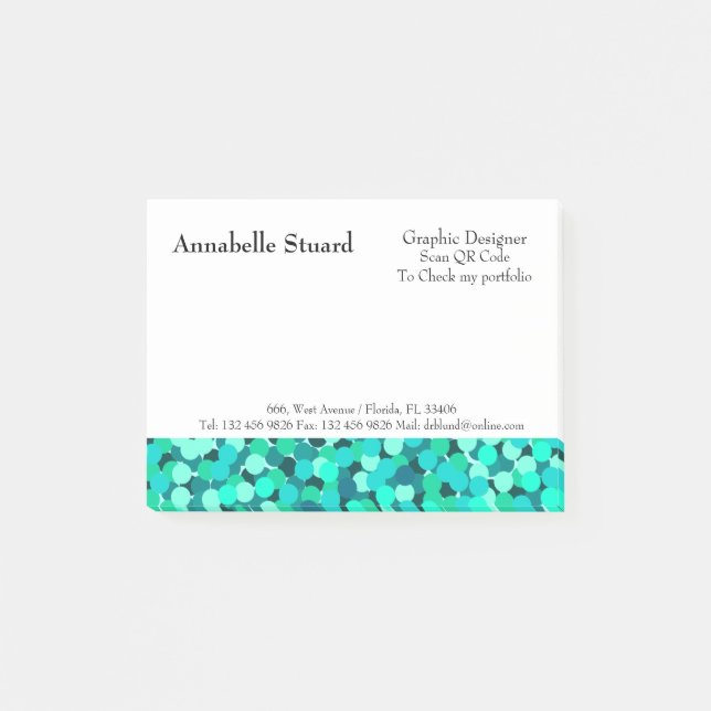 Notas Post-it® plantilla verde azulada (Anverso)