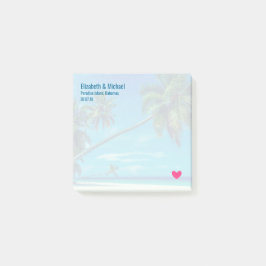 Notas Post-it® Playa blanca arenosa con Boda de palmeras tropical