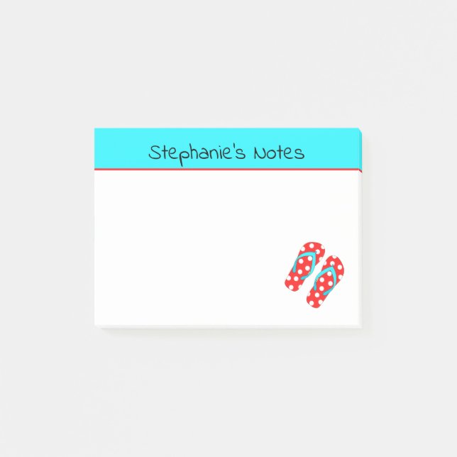 Notas Post-it® Playa de verano de Flip Flops Rojos personalizada (Anverso)