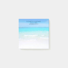 Notas Post-it® Playa tropical con Boda turquesa