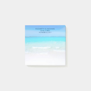 Notas Post-it® Playa tropical con Boda turquesa