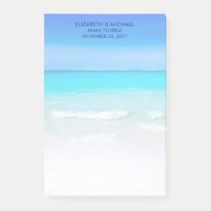 Notas Post-it® Playa tropical con Boda turquesa