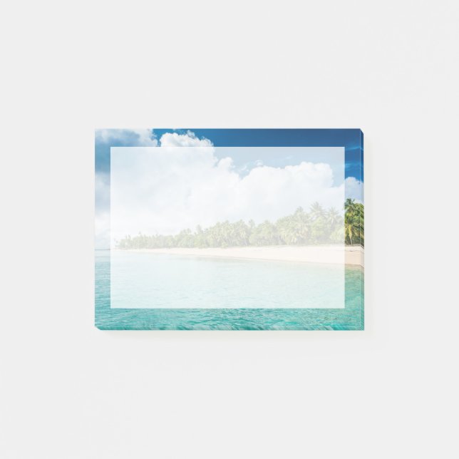 Notas Post-it® Playa Tropical Con Palmeras (Anverso)