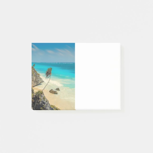 Notas Post-it® Playa tropical con palmeras barridas de viento (Anverso)