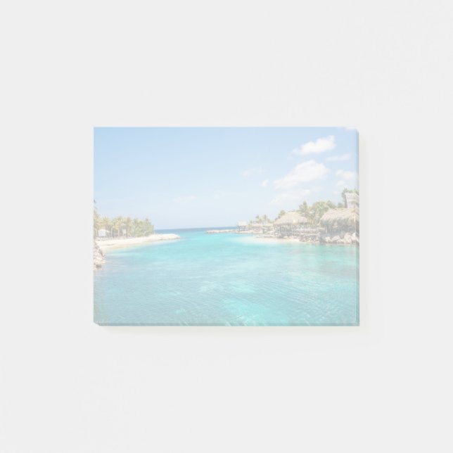 Notas Post-it® Playa tropical panorámica con chozas de paja (Anverso)