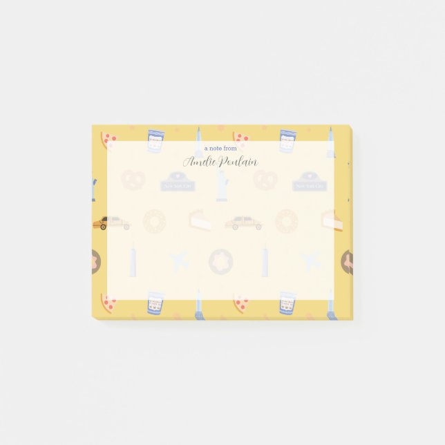 Notas Post-it® Playas del patrón de Nueva York nombre amarillo cú (Anverso)