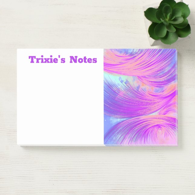 Notas Post-it® Plumas abstractas púrpura de estilo (Oficina)
