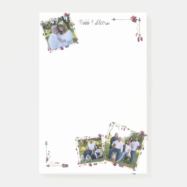 Notas Post-it® Plumas tribales de las flechas de las fotos del (Anverso)