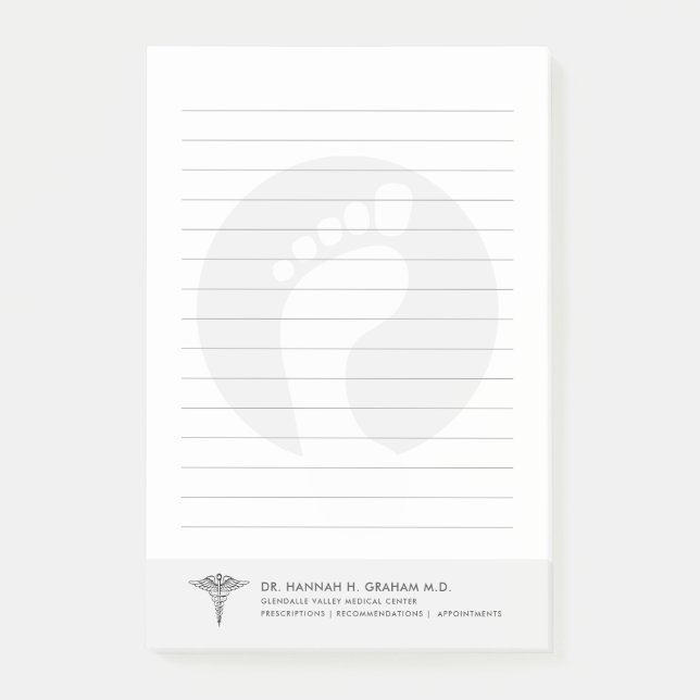 Notas Post-it® Podiatra| Personalizable de Médica de pies laminad (Anverso)