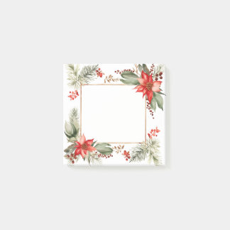 Notas Post-it® Pointsettia y borde Evergreen