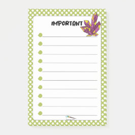 Notas Post-it® Polka verde punto rojo diamante importante