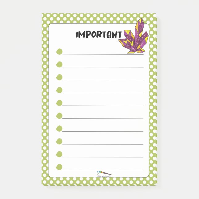 Notas Post-it® Polka verde punto rojo diamante importante (Anverso)