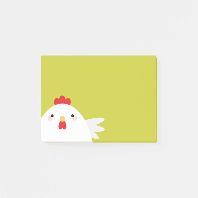 Notas Post-it® Pollo blanco en verde (Anverso)