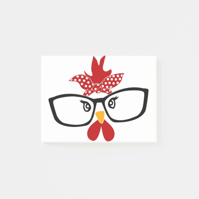 Notas Post-it® Pollo con gafas Cara (Anverso)