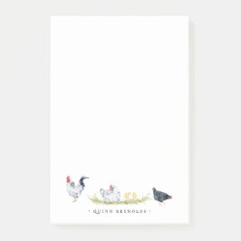 Notas Post-it® Pollos de Granja Rústica | Papelería Monograma